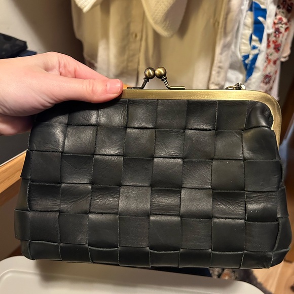 Chic Black Woven Clutch